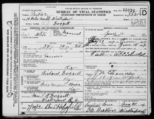 Death Certificate - Thomas Jefferson Doggett
