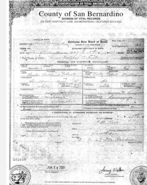 Birth Certificate of Ross Mitchell Roberts