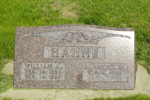 Gravestone William A and Blanch Nan Hahne