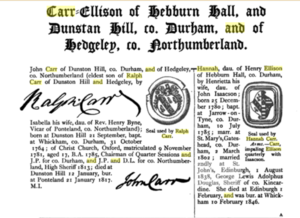 Carr-Ellison of Hebburn Hall and Dunston Hill, Durham and Hedgely, Northumberland (Vis of England and Wales)