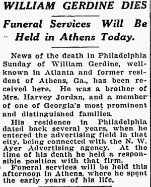 William Gerdine Death Notice