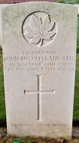 Tombstone for Lieutenant John McClelland Adie