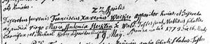 Marriage of Franciscus Xaverius Wacker and Maria Antonia Heckl