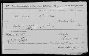 Marriage: William Borrett and Christina Johanna Magdalena Matthijsen, 07 May 1877