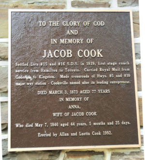 JACOB COOK Memorial Plaque