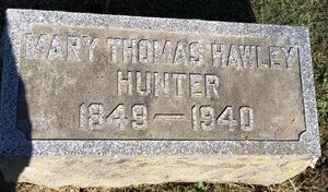Mary Thomas Hawley Hunter's headstone