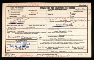  U.S., Headstone Applications for Military Veterans, 1925-1963 for William Sanders