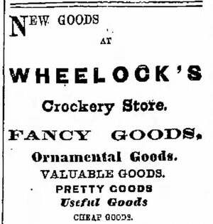 Detail from Advertisement for W. G. Wheelock's Store