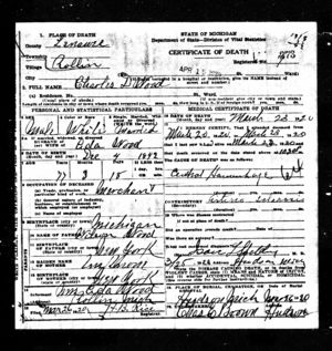 Charles Wood Death Certificate
