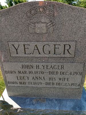 John and Lucy Yeager gravestone