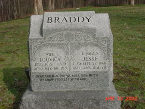 Headstone for Jesse and Louvica Braddy