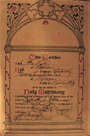 Marriage Certificate of Ottis and Louise (Conrad) Hill
