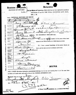 Mary Burns Birth Record