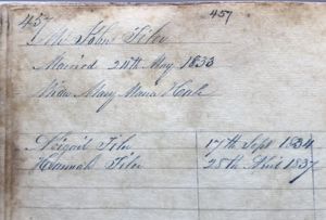 John Filer Mary Maria Hale Marriage Record