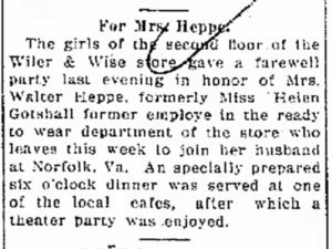 1918. Farewell Party for Mrs. Heppe