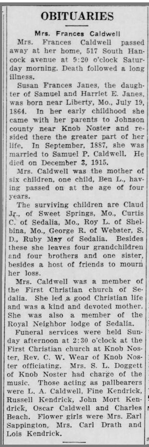 Mrs_Frances_Caldwell_obitThe Sedalia Democrat (Sedalia, Missouri) · 29 Apr 1929, Mon · Page 3.jpg