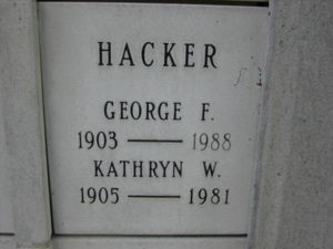 George F. and Kathryn W. Hacker marker
