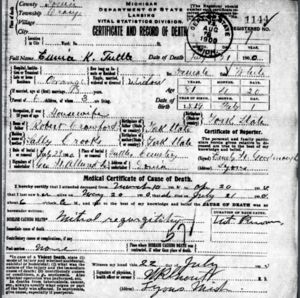 Eunice K Tuttle death certificate