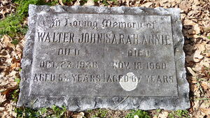 Headstone for Walter John and Sarah Annie Paull