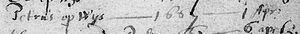 Death registration Petrus op Wijs, Broekhuizenvorst 01 Apr 1667.