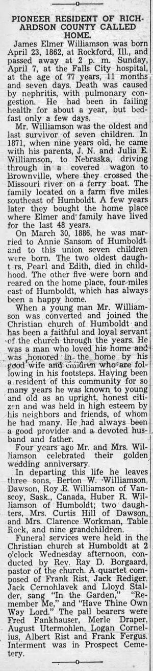1940-04-18 James Elmer Williamson Obituary