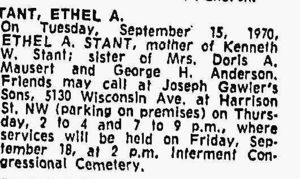Death Notice - Ethel Stant