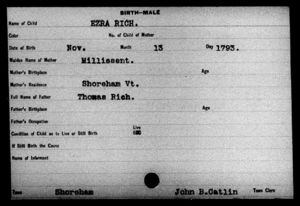 Ezra Rich - Birth Record
