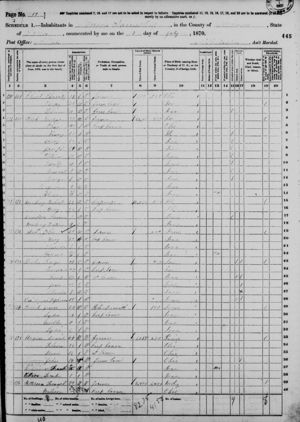 1870  U.S. Federal State Census, Union Twps., Monroe Co., IA, Charity Clent (Clement)