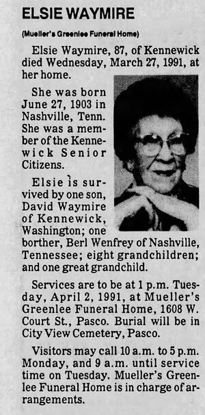 Obituary for Elsie Waymire