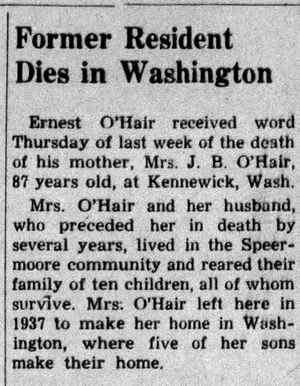 Death notice, death in Washington