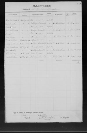 Alexander Routledge and Annie Williams marriage registration page 2