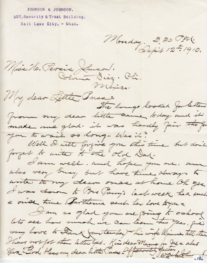 Letter from Wm. Derby Johnson Jr. to Harriet Persis Johnson