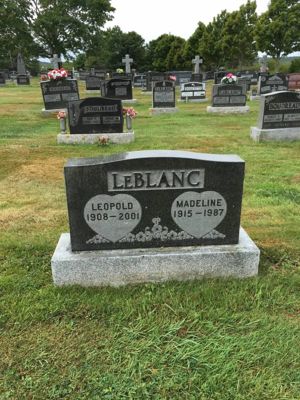 The Headstone of Leopold LeBlanc and Marie Madeleine (Surette) Leblanc