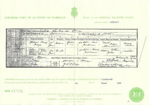 Ellen Leah Roberta Giles & Robert Henry Mayo Marriage Certificate 1880