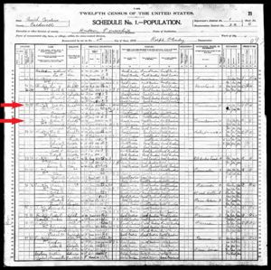 Joseph Monroe Lingle family and John Lingle family, 1900 census