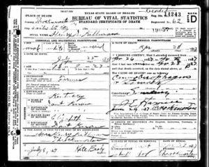 Henry Killman, Death Certificate