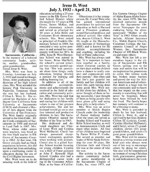 Irene B. West Obituary
