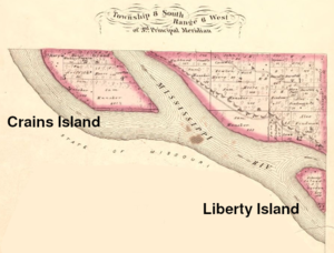 Closeup of Liberty Island relative to Samuel Mansker properties.
