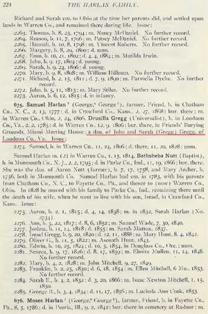 John Gregg and Wife Sarah North America, Family Histories The Harland Family Page 224