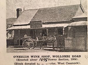 P.J. O'Neill Jnr's wineshop, Wollombi Rd, Cessnock, NSW - built 1878