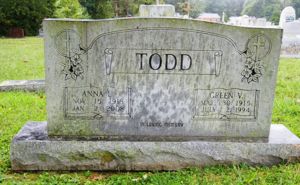 Anna and Green V. Todd, Jr. tombstone