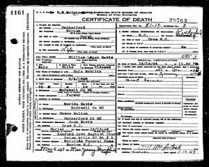 North Carolina, U.S., Death Certificates, 1909-1976 for Zula Noblitt