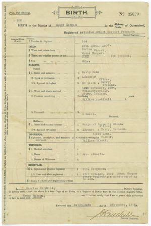 John Kane Birth Certificate