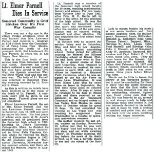 Elmer Parnell dies in service