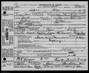 Death Certificate for Luvania ( Griffith ) Petree