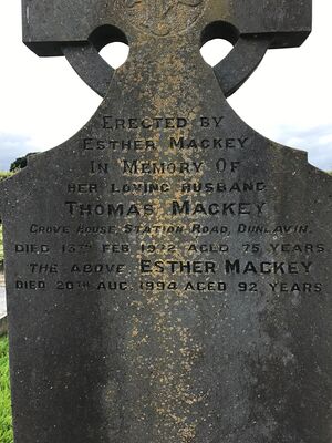 Gravestone of Thomas and Esther Mackey