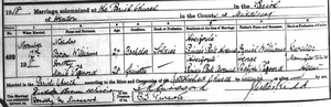 Williams - Purssord marriage Certificate 1918