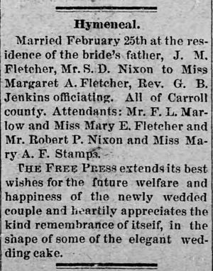 Fletcher - Nixon Marriage
