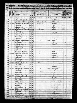 1850 Johnson County, Arkansas Census Report for David Smith.