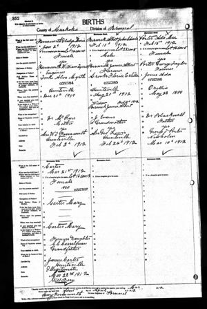 1912: Gladys Marie Farnsworth Birth Record